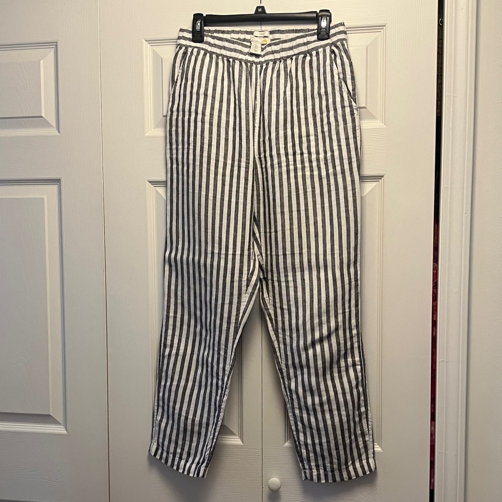 C&C California Gray and White Striped linen pants